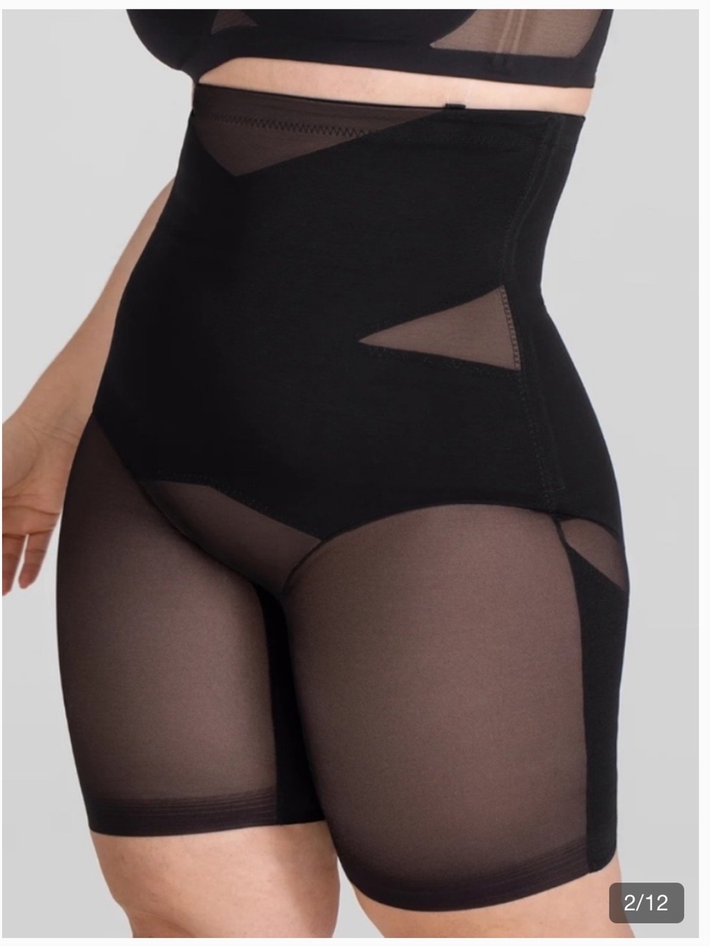 Honeylove Black High-Waist Sheer Panel Shapewear Shorts